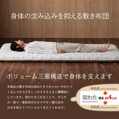 マットレス 掛布団 敷布団 枕 4点セット いぐさ シングル 日本製 寝具 快適 便利 三つ折り い草 置き畳 日本製 フローリング インテリア 寝具 オールシーズン おしゃれ 布団セット 寝具セット(代引不可)