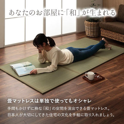 マットレス 掛布団 敷布団 枕 4点セット いぐさ シングル 日本製 寝具 快適 便利 三つ折り い草 置き畳 日本製 フローリング インテリア 寝具 オールシーズン おしゃれ 布団セット 寝具セット(代引不可)