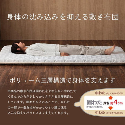 布団3点セット シングル 寝具 日本製 東レ テトロン綿 マッシュロン綿 掛け敷き枕3点セット 快適 便利 保温性 かさ高性 国産 寝具 インテリア おしゃれ オールシーズン 布団セット 寝具セット(代引不可)