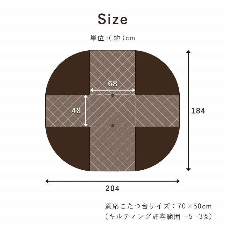 こたつ布団 省スペース パーソナル チェック柄 単品 ブラウン 約184×204cm バラン(代引不可)