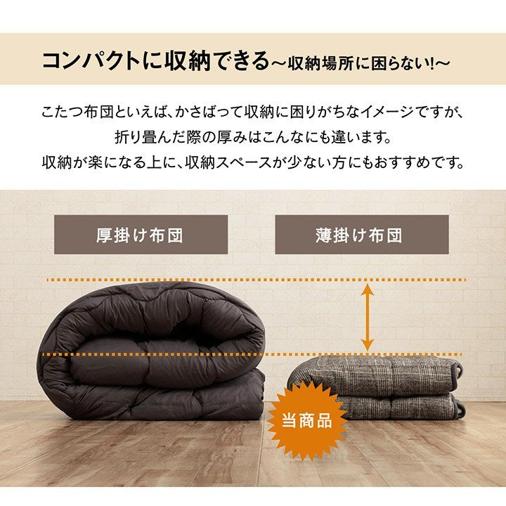 省スペース こたつ布団 正方形 チェック柄 ブラウン 約180×180cm バラン(代引不可)