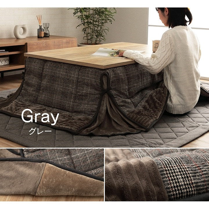 省スペース こたつ布団 長方形 チェック柄 ブラウン 約180×220cm バラン(代引不可)