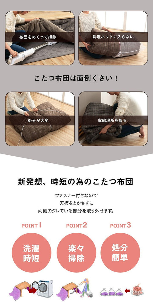 省スペース こたつ布団 長方形 無地 洗える ベージュ 約200×240cm スパット(代引不可)