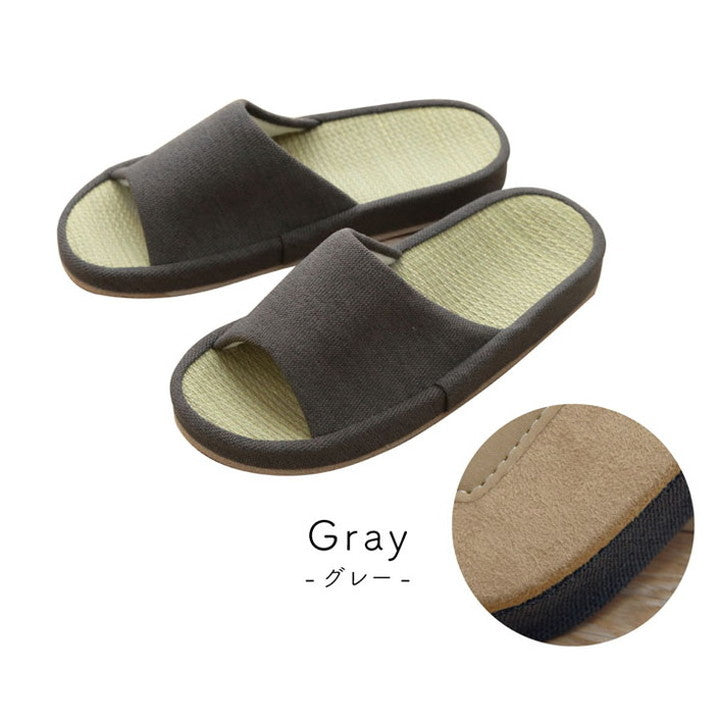 スリッパ ルームシューズ Mサイズ シンプル い草 消臭 コンフォート 前あき 通年 室内 自宅 オフィス 来客 在宅勤務 夏 インテリア 北欧 おしゃれ オールシーズン 在宅 リモートワーク(代引不可)