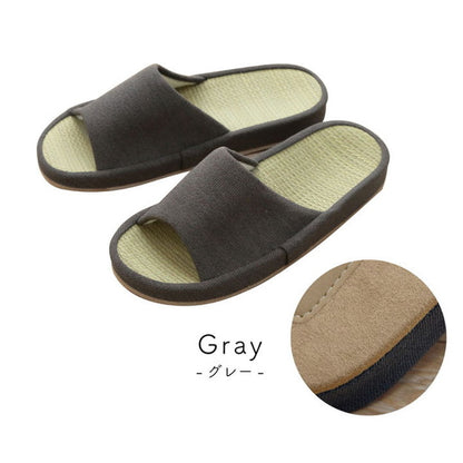スリッパ ルームシューズ Mサイズ シンプル い草 消臭 コンフォート 前あき 通年 室内 自宅 オフィス 来客 在宅勤務 夏 インテリア 北欧 おしゃれ オールシーズン 在宅 リモートワーク(代引不可)