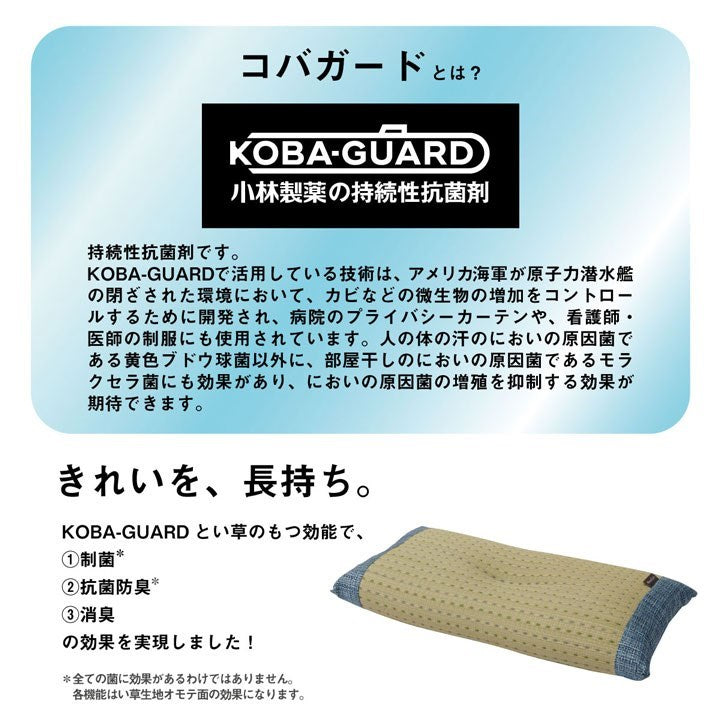 枕 まくら い草 消臭 ごろ寝 抗菌防臭 消臭 シンプル 小林製薬コバガード使用 約50×30cm ブルー クリア(代引不可)