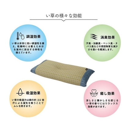 枕 まくら い草 消臭 ごろ寝 抗菌防臭 消臭 シンプル 小林製薬コバガード使用 約50×30cm ブルー クリア(代引不可)