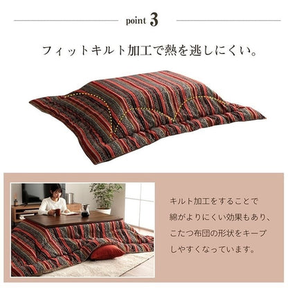 こたつ布団 正方形 日本製 シェニール カラフル エスニック イエロー 約200×200cm テレサ(代引不可)
