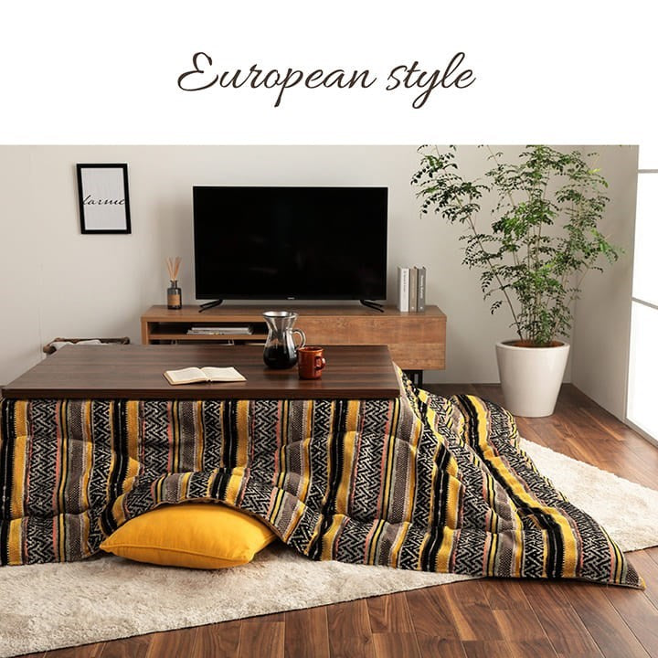 こたつ布団 長方形 日本製 シェニール カラフル エスニック オレンジ 約200×250cm テレサ(代引不可)