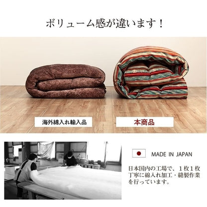 【500円OFF】こたつ布団 正方形 日本製 シェニール ストライプ調 カラフル エスニック ブルー 約200×200cm アシュリー(代引不可)