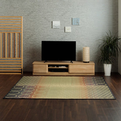 い草ラグ 約191×191cm 和モダン柄 インテリア 節電 夏用 涼しい おしゃれ おすすめ 湿度調節 消臭効果 お手入れ簡単 オレンジ 絨毯 じゅうたん マット カーペット インテリア オールシーズン(代引不可)