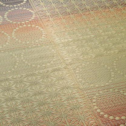 い草ラグ 約191×191cm 和モダン柄 インテリア 節電 夏用 涼しい おしゃれ おすすめ 湿度調節 消臭効果 お手入れ簡単 オレンジ 絨毯 じゅうたん マット カーペット インテリア オールシーズン(代引不可)