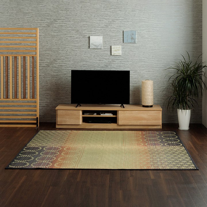 い草ラグ 約191×250cm 和モダン柄 インテリア 節電 夏用 涼しい おしゃれ おすすめ 湿度調節 消臭効果 お手入れ簡単 オレンジ 絨毯 じゅうたん マット カーペット インテリア オールシーズン(代引不可)