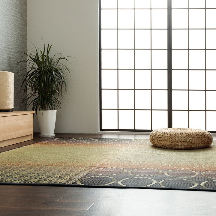 い草ラグ 約191×250cm 和モダン柄 インテリア 節電 夏用 涼しい おしゃれ おすすめ 湿度調節 消臭効果 お手入れ簡単 オレンジ 絨毯 じゅうたん マット カーペット インテリア オールシーズン(代引不可)