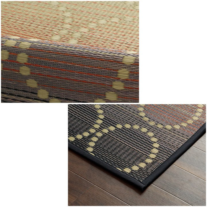 い草ラグ 約191×250cm 和モダン柄 インテリア 節電 夏用 涼しい おしゃれ おすすめ 湿度調節 消臭効果 お手入れ簡単 オレンジ 絨毯 じゅうたん マット カーペット インテリア オールシーズン(代引不可)