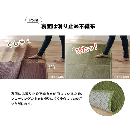 ラグ マット 60×180cm 小林製薬 持続性抗菌剤 KOBA-GUARD 制菌 抗菌防臭 滑り止め 不織布 夏 い草 グラデーション(代引不可)