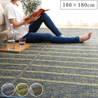 ラグ 2畳 180×180cm 正方形 い草 自然素材 シンプル ボーダー 裏面すべり止め付き 滑りにくい 抗菌防臭(代引不可)