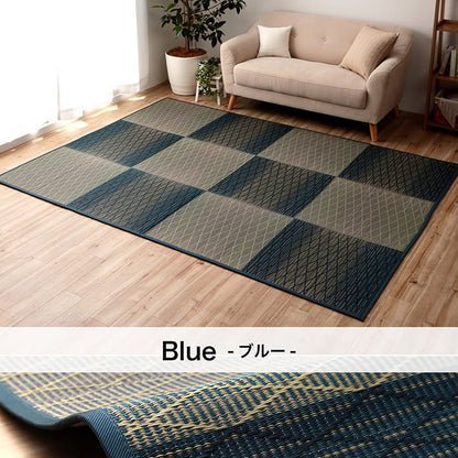 い草 ラグ 3畳 長方形 180×240cm カーペット シンプル 格子 消臭 抗菌防臭 ふっくら 滑り止め 不織布(代引不可)