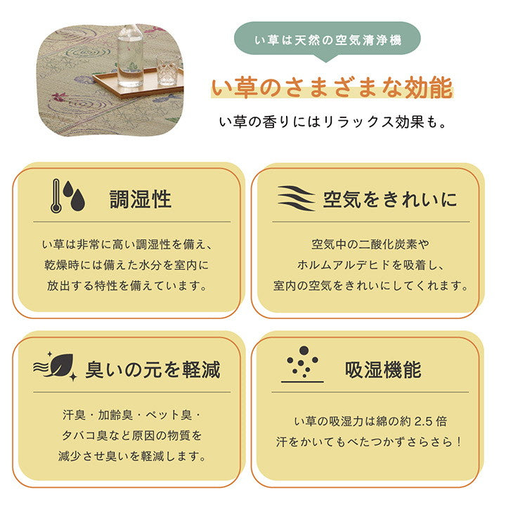 ラグ い草 金魚 和 風物詩 コンパクト 滑り止め不織布 自然素材 抗菌防臭 約180×180cm こはる金魚(代引不可)