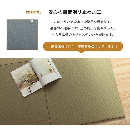 い草 置き畳 約70×70×1.5cm 6枚組 ユニット畳 システム畳 無地 シンプル ナチュラル 消臭 縁無し お手入れ簡単 裏面滑り止め 収納便利 絨毯 じゅうたん カーペット インテリア オールシーズン(代引不可)