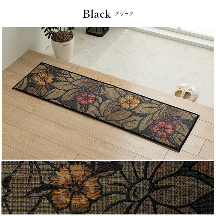 玄関マット 約35×90cm い草 高級感 モダン おすすめ 上がり框 和モダン おしゃれ クッション性 花柄 高級感 室内 天然素材 インテリア オールシーズン ラグ カーペット おしゃれ 北欧(代引不可)
