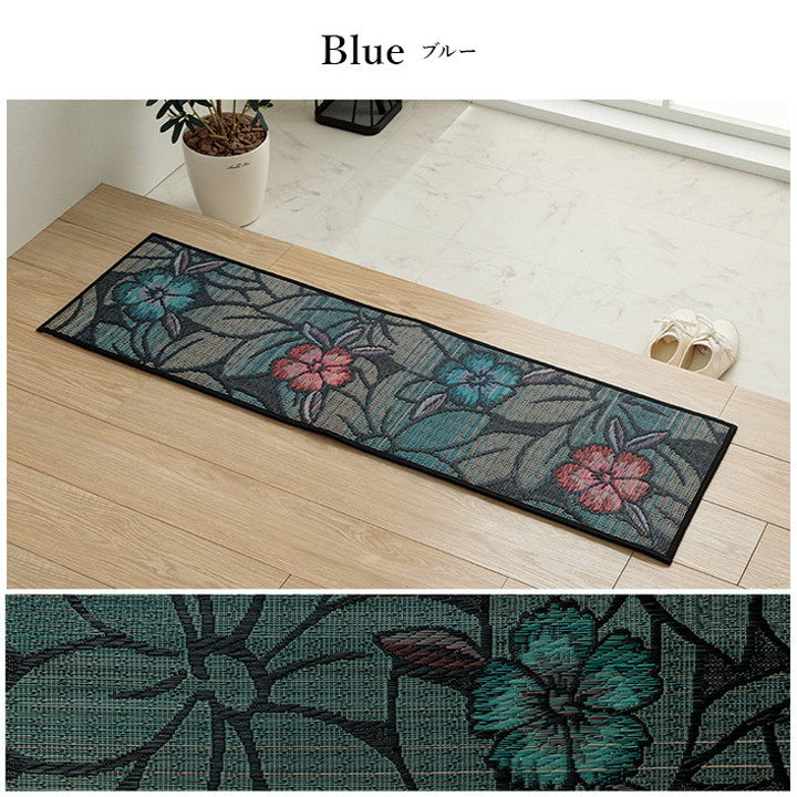 玄関マット 約35×90cm い草 高級感 モダン おすすめ 上がり框 和モダン おしゃれ クッション性 花柄 高級感 室内 天然素材 インテリア オールシーズン ラグ カーペット おしゃれ 北欧(代引不可)