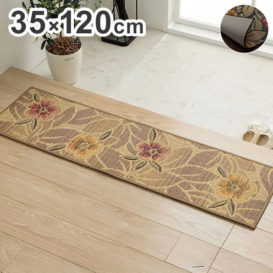玄関マット 約35×120cm い草 高級感 モダン おすすめ 上がり框 和モダン おしゃれ クッション性 花柄 高級感 室内 天然素材 インテリア オールシーズン ラグ カーペット おしゃれ 北欧(代引不可)