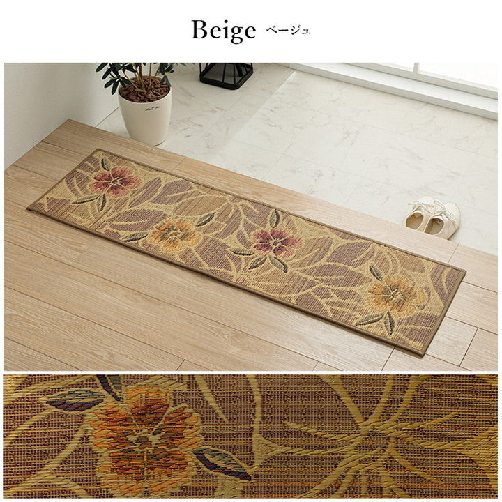 玄関マット 約35×120cm い草 高級感 モダン おすすめ 上がり框 和モダン おしゃれ クッション性 花柄 高級感 室内 天然素材 インテリア オールシーズン ラグ カーペット おしゃれ 北欧(代引不可)