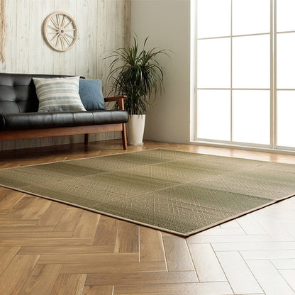 い草ラグ 約180×180cm 正方形 ダイヤ柄 インテリア 節電 夏用 涼しい おしゃれ おすすめ 湿度調節 消臭 効果 お手入れ簡単 カーペット 絨毯 インテリア オールシーズン 北欧 おしゃれ(代引不可)