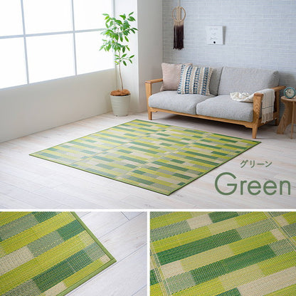 い草 畳 180×180cm ラグ カーペット 自然素材 インテリア おしゃれ かわいい 和室 夏用 節電 無地 涼しい ブロック調柄 リビング ダイニング オールシーズン いぐさ(代引不可)