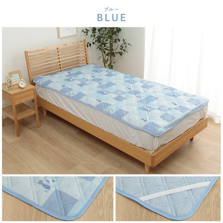 敷パッド 140×200cm ダブル 接触冷感 リバーシブル ゴムバンド 洗濯 可愛い 猫柄 おすすめ ひんやり 肌触り 節電 冷感寝具 夏用 涼しい オールシーズン(代引不可)