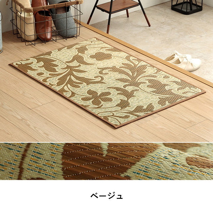 玄関マット 約60×90cm い草 日本製 おすすめ 花柄 高級感 室内 おしゃれ 玄関 マット い草ラグ 抗菌 防臭 国産 滑り止めいぐさ ずれにくい ボリューム感 ウレタン インテリア(代引不可)