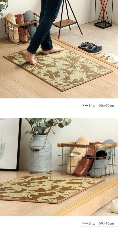 玄関マット 約60×90cm い草 日本製 おすすめ 花柄 高級感 室内 おしゃれ 玄関 マット い草ラグ 抗菌 防臭 国産 滑り止めいぐさ ずれにくい ボリューム感 ウレタン インテリア(代引不可)
