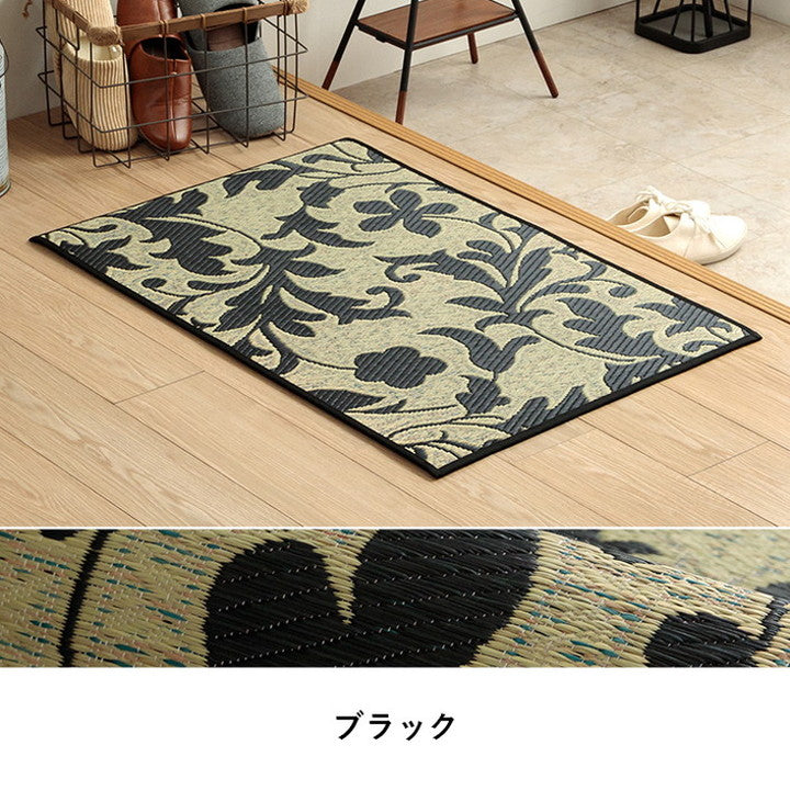 玄関マット 約60×90cm い草 日本製 おすすめ 花柄 高級感 室内 おしゃれ 玄関 マット い草ラグ 抗菌 防臭 国産 滑り止めいぐさ ずれにくい ボリューム感 ウレタン インテリア(代引不可)
