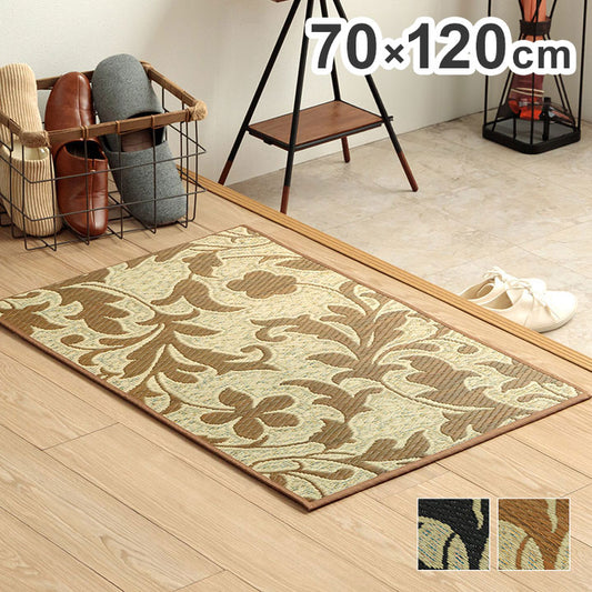 玄関マット 約70×120cm い草 日本製 おすすめ 花柄 高級感 室内 おしゃれ 玄関 マット い草ラグ 抗菌 防臭 国産 滑り止めいぐさ ずれにくい ボリューム感 ウレタン インテリア(代引不可)