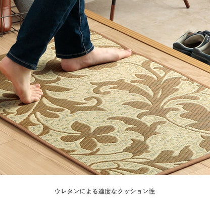玄関マット 約70×120cm い草 日本製 おすすめ 花柄 高級感 室内 おしゃれ 玄関 マット い草ラグ 抗菌 防臭 国産 滑り止めいぐさ ずれにくい ボリューム感 ウレタン インテリア(代引不可)