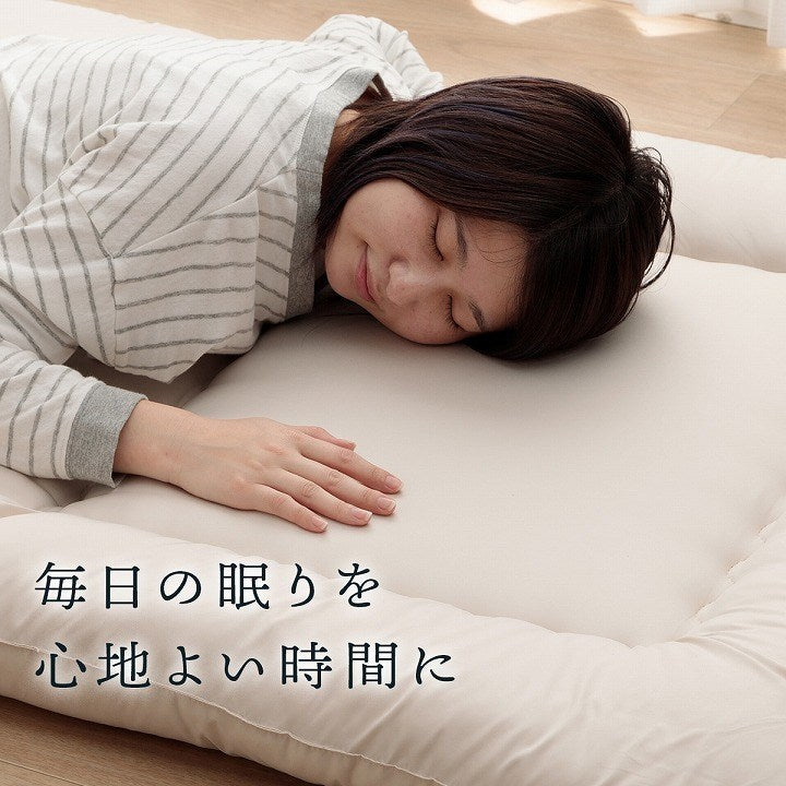 敷布団 セミダブル 防ダニ ふとん ウール 国産 ヌード アイボリー 羊毛 約120×210cm セミダブルロング 羊毛ヌード(ウール入り防ダニヌード)(代引不可)