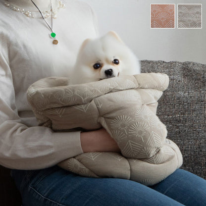 ペット クッション 冬 暖かい 冬用 フェイクファー 抱っこ 袋 グレージュ 約35×40cm マスクロス(代引不可)