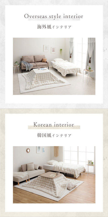 こたつ布団 正方形 こたつ掛布団 こたつ掛け毛布 洗える コタツ布団 白 フェイクファー フランネル 省エネ 韓国インテリア 海外風 姫系 ふわふわ アイボリー 約180×180cm ラピアスプレミアム(代引不可)