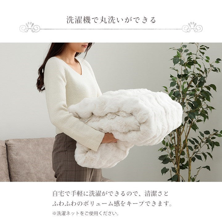 こたつ布団 円形 丸 こたつ掛布団 こたつ掛け毛布 洗える コタツ布団 白 フェイクファー フランネル 省エネ 韓国インテリア 海外風 姫系 ふわふわ アイボリー 約185cm丸 ラピアスプレミアム(代引不可)