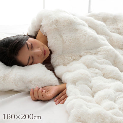 毛布 ブランケット 2枚合わせ毛布 秋 冬 フェイクファー 韓国インテリア 海外風 暖かい ふわもこ おしゃれ 洗える かわいい ラビットファー調 大人かわいい おしゃれ 北欧 姫系(代引不可)