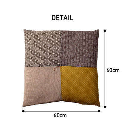 和モダン パッチワーク 座布団 日本製 国産 和室 洋室 綿 ブラウン 約60×60cm おしゃれ かわいい 五右衛門 ざぶとん(代引不可)