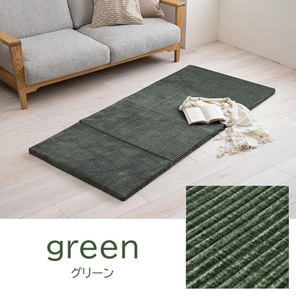 マット ごろ寝 4連 四つ折り 滑りにくい 防音 ボリューム 厚い へたりにくい コーデュロイ 無地 ベージュ 約80×180cm かわいい おしゃれ(代引不可)