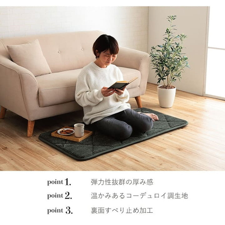 クッション 座布団 長方形 約60×180cm コーデュロイ調 滑りにくい加工 ふかふか キルト 無地 チェア イス インテリア 北欧 かわいい 韓国インテリア おしゃれ オシャレ(代引不可)