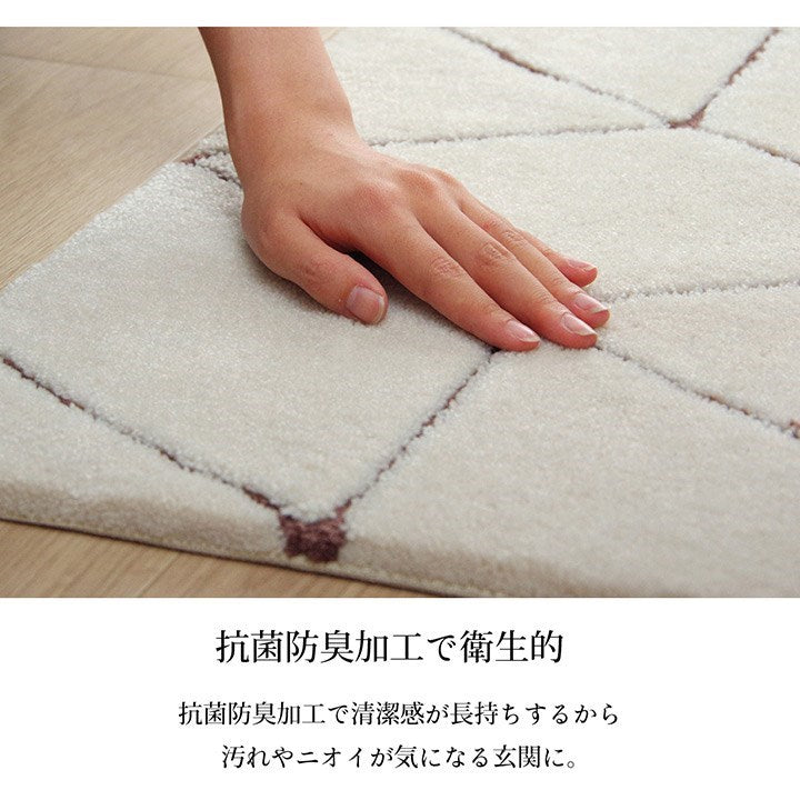 玄関マット へたりにくい 弾力性 約55×85cm シンプル 幾何柄 抗菌防臭 ネイビー グラース(代引不可)