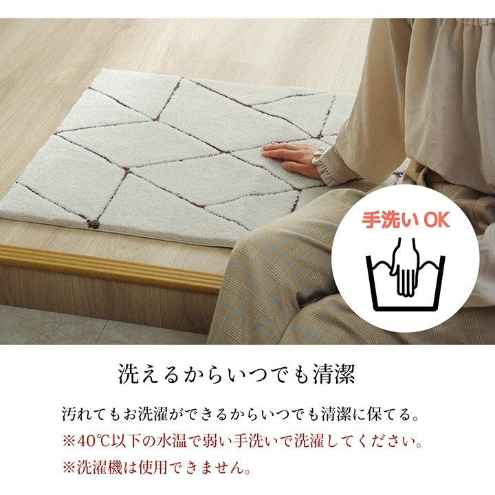 玄関マット へたりにくい 弾力性 約55×85cm シンプル 幾何柄 抗菌防臭 ネイビー グラース(代引不可)