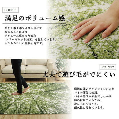 ウィルトンカーペット ウィルトン織り グリーン 約80×140cm ラグ カーペット 抗菌 防臭 トルコ製 ホットカーペット対応 床暖房対応 インテリア おしゃれ 北欧(代引不可)