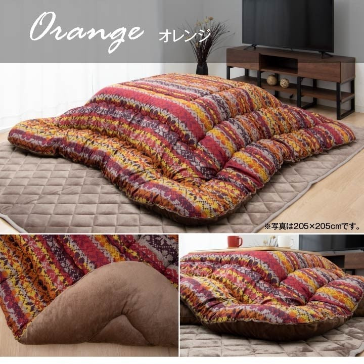 こたつ布団 国産 正方形 軽い なめらか フランネル ネイビー 約205×205cm ハノール(代引不可)