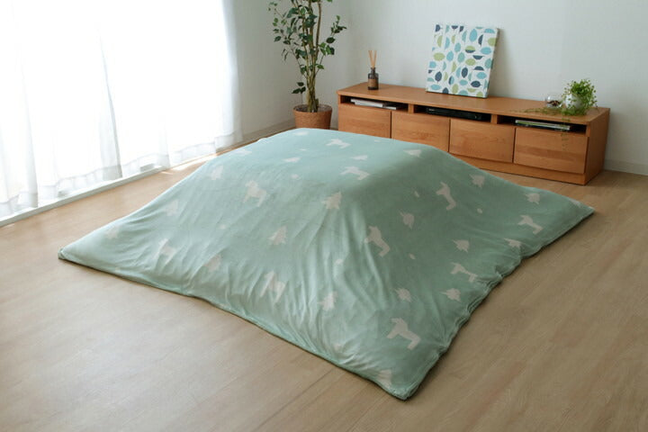 こたつ布団 カバー 洗える 長方形 ファスナータイプ 北欧調 グリーン 約195×245cm ホース(代引不可)