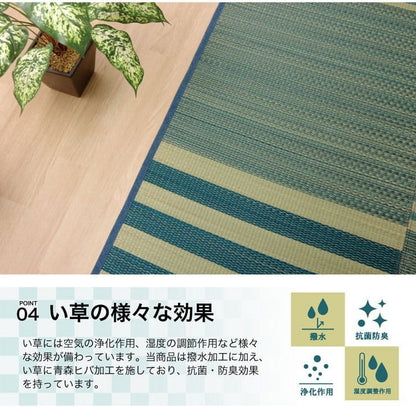 ラグ い草 撥水 滑り止め 不織布 格子柄 シンプル カジュアル 抗菌防臭 ブラウン 約190×300cm ラスタ(撥水)(代引不可)